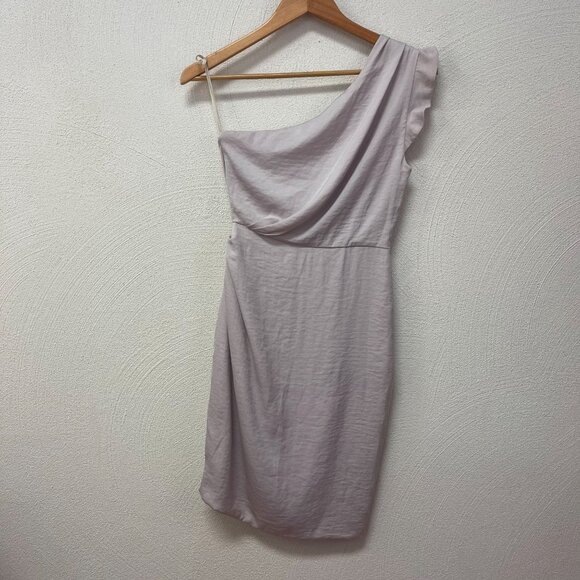 All Saints Lexi Dress One Shoulder Womens Asymmetric Hem Wrap Satin Pink US 4 - Picture 2 of 7